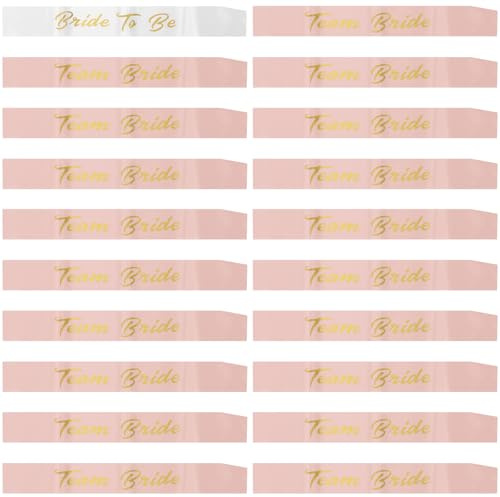 20-teilig Schärpen-Set, JGA Schärpe für Brautparty (19x Team Bride + 1x Bride to Be), Junggesellinnenabschied Accessoires Frauen