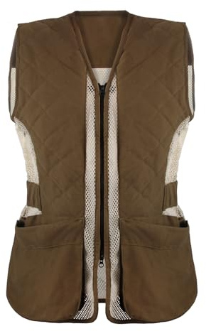 Avizon Adjustable Shooting Range Vest with Moveable Shoulder Pad, Khaki