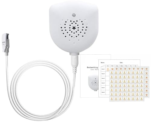 Bettnässer Alarm für Kinder mit 3 Alarmmodi (Ton / Vibration / beide) - USB wiederaufladbar, einstellbare Lautstärke, Musikoption & kostenlose Belohnungsaufkleber