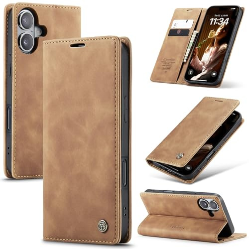 Azororo Handyhülle für iPhone 17 5G Hülle Premium Lederhülle Flip Case Magnet Tascher Kartenfach Standfunktion Klapphülle Schutzhülle für iPhone 17, Braun
