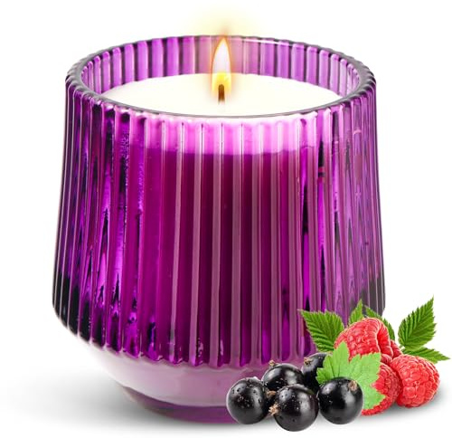 PPIFAS Fruity Black Currant Raspberry and Roses Scented Candles, Wild Berry and Peony Soy Wax Scented Candles Gifts for Women, Holiday