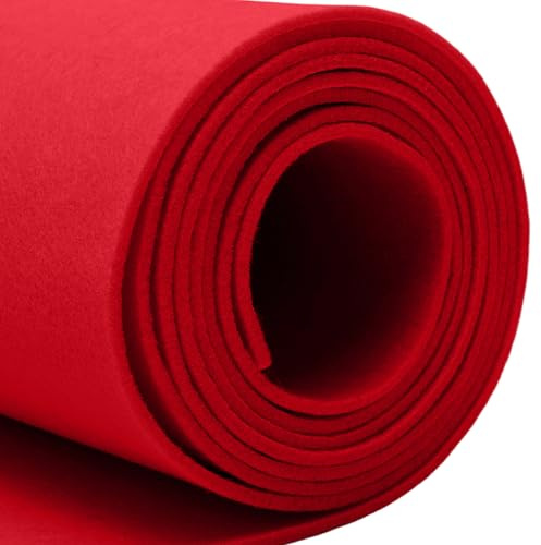 LUPATDY Rouleau de Feutre Rouge Vif 40 cm x 250 cm, Tissu en Feutre 2mm D'épaisseur, Feutrine Loisir Creatif pour Bricolage, Sac de Rangement, Tissu en Felt pour Travaux Manuels, Décoration