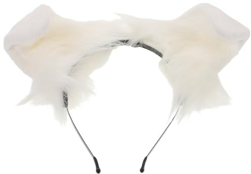 TOYANDONA Serrage-Tête Oreilles de Chien en Peluche Blanc Bandeau Cosplay Oreilles Repliées Accessoire Costume Fête Léger et Confortable Halloween et Carnaval