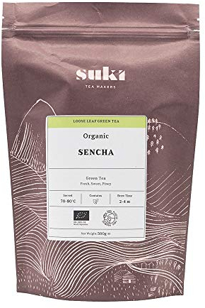 Suki Tea Organic Green Tea Sencha, Pack of Loose Leaf Chinese Green Tea, Light, Smooth & Fresh, with Antioxidants, Great Taste, Brews in 2-5 Minutes, 500 g