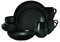 Mikasa Swirl Coupe Black 16 Piece Dinnerware Set, Service for 4, Gaphite Ombre