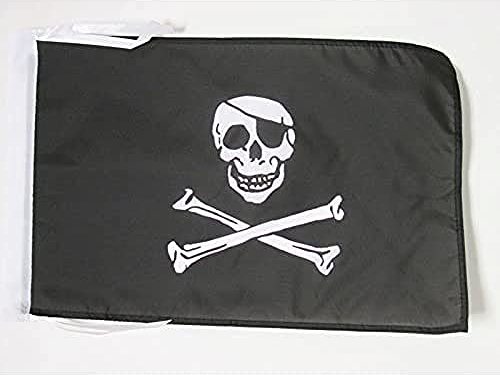 AZ FLAG Bandera Pirata Cabeza DE Muerte 45x30cm - BANDERINA con Calavera 30 x 45 cm cordeles