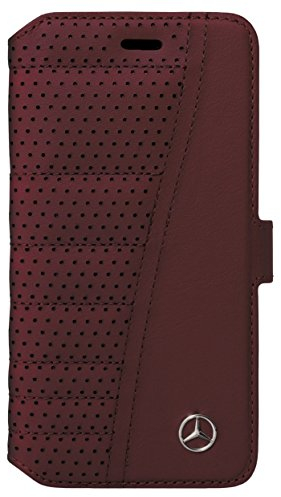 Mercedes-Benz MEFLBKP6SERE Urban Vordersitze Lederkollektion Booktype Schutzhülle für Apple iPhone 6/6S bengale rot, Crystal grau