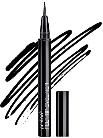 Wet n Wild, ProLine Felt Tip Eyeliner, Eyeliner mit feiner Filzspitze, Augen-Make-up, absolute Kontrolle beim Auftragen, flüssige und pigmentierte Formel, Schwarz