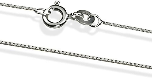 PRINS JEWELS 14 Karat / 585 Gold Italienisch Venezianer Box Kette Weißgold Unisex - Breite 1 mm - verschiedene Längen (55.00)