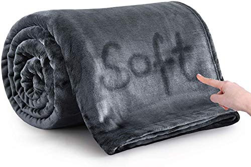 MOONLIGHT20015 Fleece Throw Blanket for Sofa - Soft Cosy Fluffy Blankets for Bed, Warm Single Throws for Audlts, Dark Grey, 130x150 cm