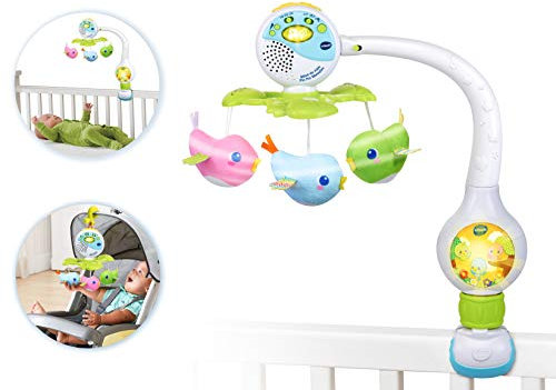 VTech 80-513122 Móvil de Viaje Pío Pío melodías, Proyector de Bebe para Cuna o para Fijar en Silla de Paseo y portabebés, Multicolor