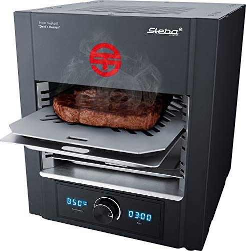 Steba Power ELEKTRO Steakgrill PS M 2000 Devil's Heaven | Elektronische Temperaturregelung 400-850°C, Timer bis 99:59 Minuten, Entnehmbarer Edelstahl-Einschubrahmen, 2000 Watt