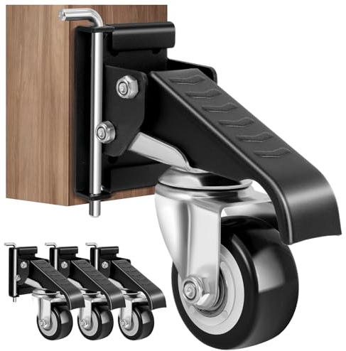 SPACECARE Werkbankrollen-Set, 272 kg, strapazierfähig, Schnellspanner, 2 Montageoptionen, einziehbare Werkbank, Stepdown-Rollen, verstellbar, Polyurethan, langlebige Stahlkonstruktion, 4 Stück
