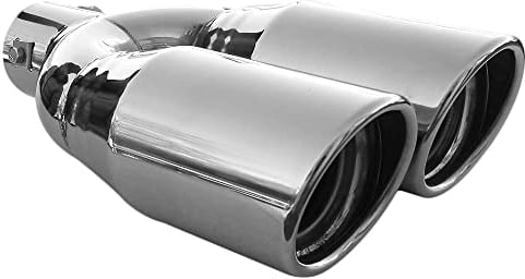 Doppel Auspuffblende Endrohr Auspuff Universell Schalldampf Doppelendrohr Endrohrblende Blende Sport Rund Sportauspuff Edelstahl bis 56mm Chrom A B C G H J CC 3 4 5 6 7 AutoHobby