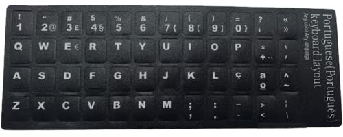 Portugués Teclado Etiqueta autoadhesiva del Entorno ecológico de plástico portugués Pegatinas de Teclado para el Ordenador portátil del Ordenador Negro