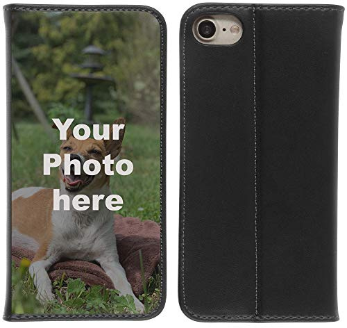 PhoneNatic Case kompatibel mit iPhone 7/8 / SE 2020 Personalisierte Handyhülle Kunstlederhülle schwarz zum selbst gestalten mit eigenem Foto