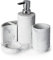 Blue Canyon Arezzo Set of Bathroom Accessories, 4 in 1 Bathroom Set, Accessories Include Soap Dispenser, Tumbler, Toothbrush Holder & Base Tray, Luxurious Marble Finish, Durable Resin Material, White