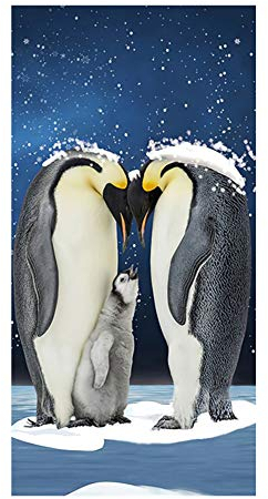 FANSU Strandtücher Microfaser Gross, Tier Drucken Strandtuch Mikrofaser Leicht Strandhandtuch Erwachsene & Kinder Sommer Badetuch für Reise Strand Schwimmen (Grauer Pinguin,150x180cm)