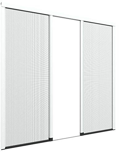Zanzanet Zanzariera laterale orizzontale doppia su misura frizionata New Euro cassonetto 38mm binario 4mm porta finestra giardino balcone personalizzabile 14 colori Made in Italy BIanco