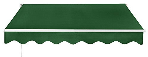 4 x 3m Retractable Manual Awning, DIY Folding Awning with Hand Crank Patio Garden Sun Shade Canopy Gazebo, Anti-UV and Waterproof for Courtyard, Balcony, Restaurant (Green)