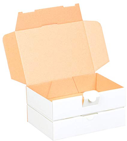 smiley pack 50 Maxibriefkartons 180 x 130 x 45 mm weiß (50 Stück) DIN A6 B6 Maxibrief Versandkarton für DHL DPD GLS Hermes Warensendung Büchersendung mit Steckverschluss