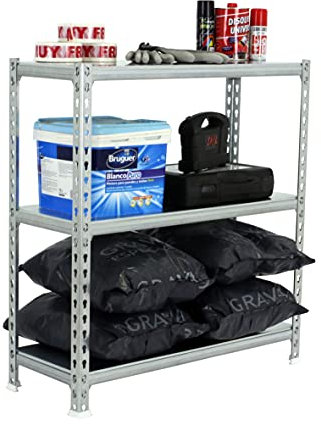 Simon Rack Étagère Rangement et 3 Niveaux, 200 kg Capacité de Charge et Point de Flexion, 900x1200x300 mm, Étagère Charge Lourde, Étagère Garage, Galvanisé - Simonclick