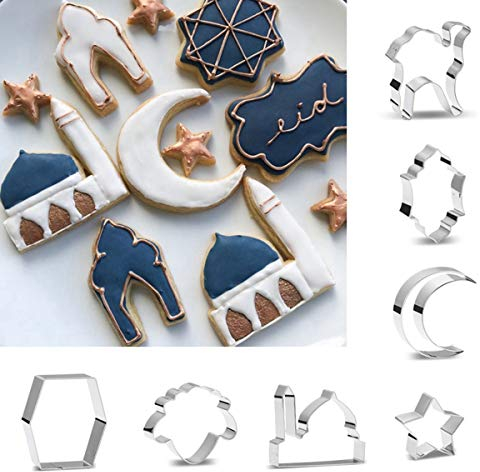 YERZ Mubarak Keksausstecher, islamische Muslimische Moschee, Keksform für die Herstellung von Mousse, Kuchen, Keksen, Obst, Brot, Hochzeit und Geburtstagsparty, 7 Stück