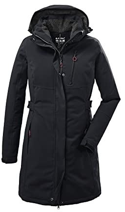 Killtec Damen Parka Funktionsparka mit abzippbarer Kapuze KOW 165 WMN PRK wasserdicht, Winddicht, atmungsaktiv 00200-schwarz 38