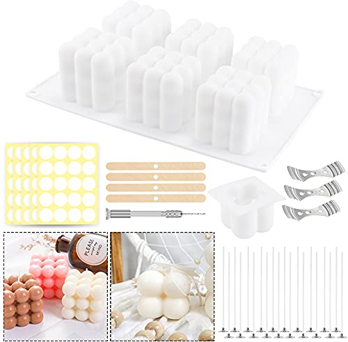 FHzytg 3D Kerzenform Bubble Silikon Bubble Candle Silikonform, 211 Stück Kerzen Bubble Form Silikonform Kerze Formen Gussform Kerzen Set Bubble Selber Machen Set