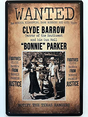 Metall Schild 20x30cm Wanted Clyde Barrow Bonnie Parker Steckbrief Blechschild