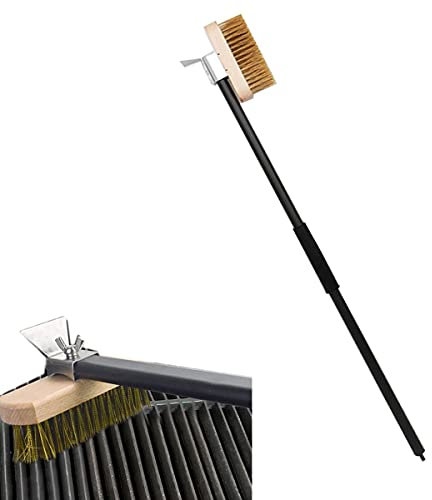 Spazzola Forno Pizza, Raschietto in Acciaio Inox Setole in Ottone Forno Spazzola Manico in Alluminio Spazzola per La Pulizia, per Forno Pizza Grill A Gas Spazzola Forno