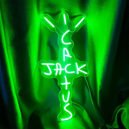 Grandes Letreros de Neón LED para Cactus Jack, Letreros de Neón Verde para Dormitorio, Fiesta de Cumpleaños, Hogar, Bar, Letreros de Neón Personalizados para la Decoración de la Pared