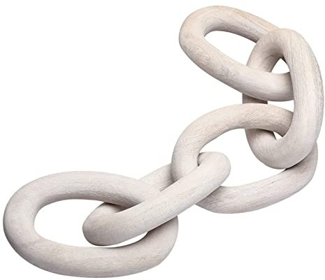 URMAGIC 55cm Decorative Wood Chain - 5-Link Rustic Country Hand Carved Farmhouse Tiered Tray Decoration