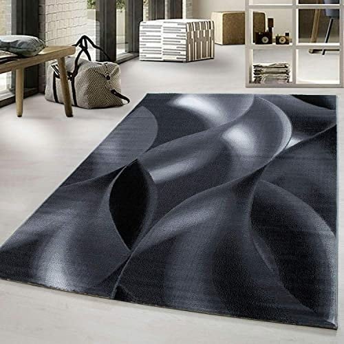 viceroy bedding Rug FUSION Modern Design Black Grey Charcoal Rugs Living Room Extra Large Size Soft Touch Short Pile Style Carpet Area Rugs Non Shedding (120cm x 170cm (4ft x 6ft))
