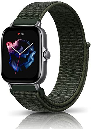 KeeFos 20MM Nylon Bracelet pour Amazfit Active 2 Square/Active 2/GTR Mini/GTS 4/GTS 4 Mini/3, Remplacement en Réglable Bracelet pour Amazfit Bip 3 Pro/Bip 3 - Verte
