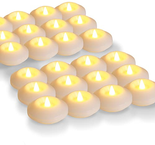LARDUX Pack of 24 LED Floating Candles - 3 Inch Flameless Plastic Floating Tea Lights for Bathtub Swimming Pool Vase Centerpiece Decoration