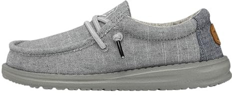 Hey Dude Wally Youth Moc Toe Shoes, Steel, 33 EU