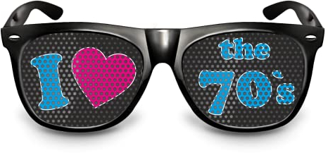 nepp ® Partybrille I Motiv I love 70er I Nerd schwarz I Lustige Festival/Karneval Sonnenbrille als Partyaccessoire I Funbrille für dein Party-Kostüm