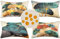Wasserdichte Kissenbezug 4 Stück 30 x 50 cm Dekorative Outdoor Set Türkis Gold Ginkgo Deko Kissen Kissenhülle Dekokissen Landhausstil Dekorative Sofakissen Leinen Kissenbezüge Decor für Garten Outdoor