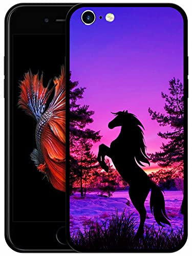 Bolster iPhone 6 Case, iPhone 6S Case - Horse Printed Designer Soft Rubber TPU Protective Shockproof Back Phone Case/Cover for iPhone 6 / iPhone 6S. Black