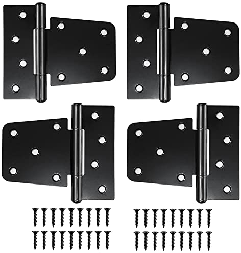4 piezas Bisagras de Puertas Madera con Rodamiento, 3.5 Pulgadas Bisagras de Acero al Carbono, Bisagras Negras de Puerta Resistente para Puerta de Valla de Madera de Granero (con Tornillos) (Negro)