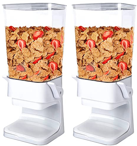 Tokokimo Distributeur de Cereales, distributeur de bonbons, Convient Pour Cereales Petit Dejeuner, Les bonbons, N'écrase Pas Les Aliments, Grande Capacité de 6L, 2 Pièces, Blanc