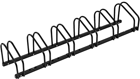 WOLTU Rastrelliera per Biciclette a 6 Posti Portabici, Montaggio a Terra/Muro Supporto Per Biciclette in Metallo, Nero