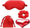 Schlafmaske aus Seide für Frauen/Männer, 4-teiliges Set, lichtblockierende Schlafmaske für Zuhause, Reisen, weiche Augenabdeckung, Augenschutz für die Nacht (Rot)