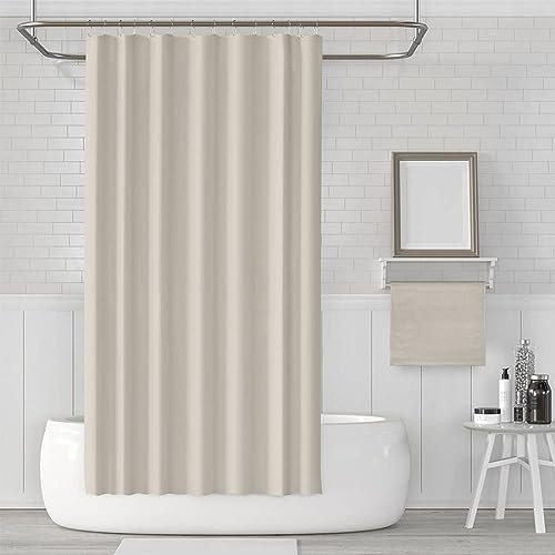 Chenbing Art Rideau de Douche Extra Long 95x220cm Beige - Imperméable, en Polyester, Lavable en Machine - Pour Salle de Bain, Maison, Hôtel - Avec Crochets