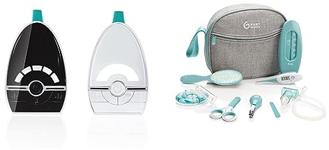 Babymoov Babyphone Audio Expert Care - Portée 1000 m - Labellisé Long Time - Faible Emission d'ondes - Détecteur de Mouvement & Trousse de Soin Bébé Compact 9 Accessoires Inclus - Aqua