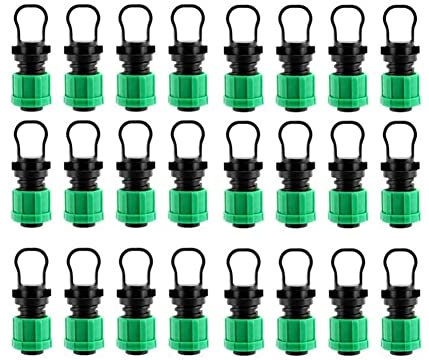 Haptufer 24 Piezas de TapóN de Extremo de TuberíA de Riego por, Accesorio de Tapa de Extremo Universal de 1/2 Pulgada, para con Aspersor de TuberíA de Cinta de de 16 Mm