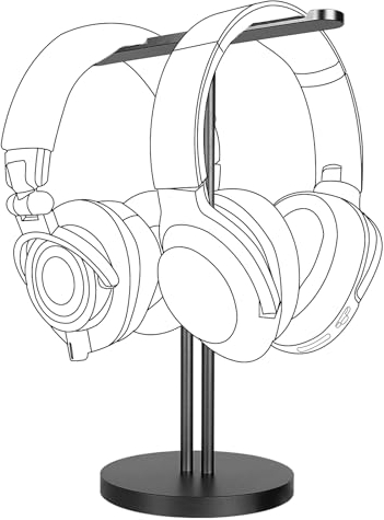 GEEKRIA Aluminum Alloy Dual Headphones Stand for Over-Ear Headphones, Gaming Headset Holder, Desk Display Hanger with Solid Heavy Base Compatible with Beats, Bose, SONY, AKG, ATH (Black)