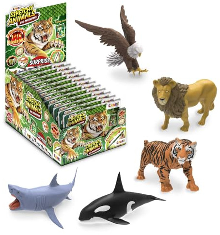 Craze Stretchy Animals Big Predators Komplette Sammlung - 12x Superdehnbare Tierfiguren, Raubtiere zum Sammeln mit elastischer Haut und spezieller Füllung