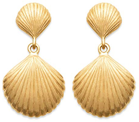 Les Trésors De Lily [R3934] - Boucles Plaqué Or 'Coquille Saint Jacques' doré - 18x10 mm